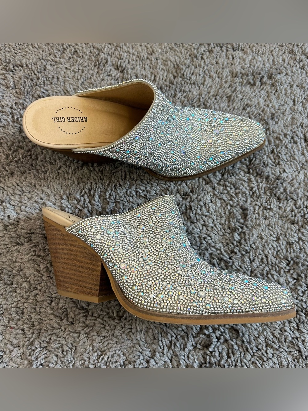 Arider Girl Crystal Embellished Mule Heels NWT - Picture 1 of 4
